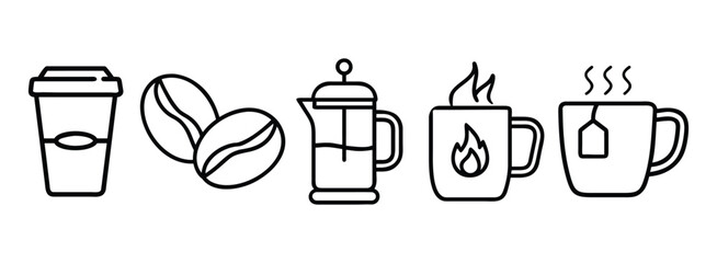 Set of coffee cups and macaron on transparent background