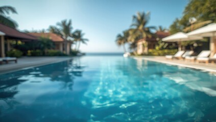 Fototapeta premium Soft-focus image of a stylish swimming pool, ideal as a background for editorial or digital content