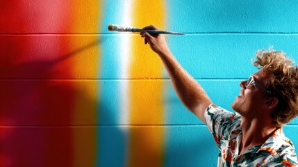 A person painting a vibrant mural on a wall using multiple colors reflects creativity and joy, showcasing the transformative power of art in urban environments.