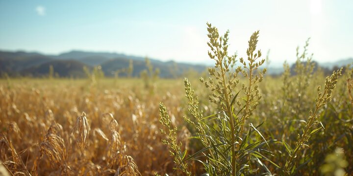 Cumin seeds in an agricultural setting, dried plants ready for processing, highlighting spice production and plant maturity