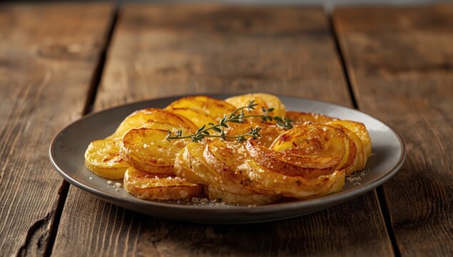 Cream and cheese-covered sliced potatoes prepared in a gratin style, highlighting dairy-rich cuisine