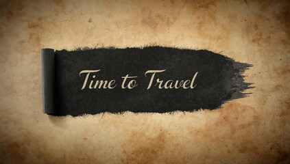 Fragmented black paper with the phrase Time To Travel, used as a website banner or editorial header background