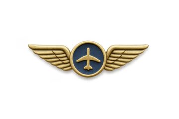 Golden pilot wings badge representing aviation and flight
