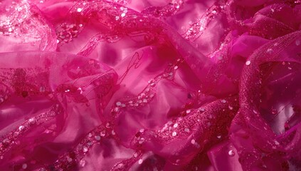 Fototapeta premium Sparkling sequins and stitched glitter on a chiffon saree textile backdrop, ideal for editorial design