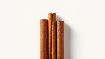 Whole cinnamon sticks placed on a neutral backdrop, useful for food presentation or recipe background, National Cinnamon Day