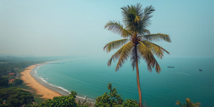 Shiroda beach in Maharashtra, India, as seen from Redi fort, serving as a scenic coastal viewpoint
