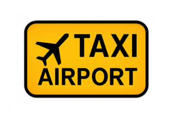 Airport taxi information sign for travel and transportation