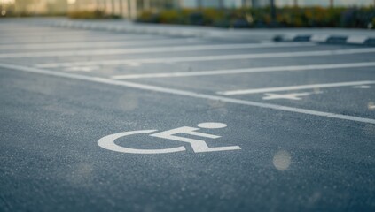 Designated accessible parking spot marked with wheelchair symbol, highlights disability access considerations