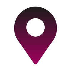 Location pin icon with purple gradient and white center hole isolated on transparent background