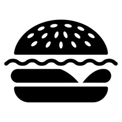Delicious Hamburger Icon Silhouette Vector on White Background