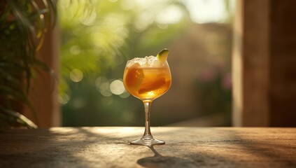 Italian summer drink featuring melon and cream, rustic background highlighting tropical fruit and festive occasion