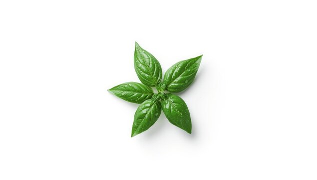 Holy basil or tulsi herb leaves displayed on white surface, highlighting natural health benefits for herbal medicine focus