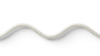 White textile rope with a wavy design used for fastening or binding on a plain background, emphasizing material and fiber structure