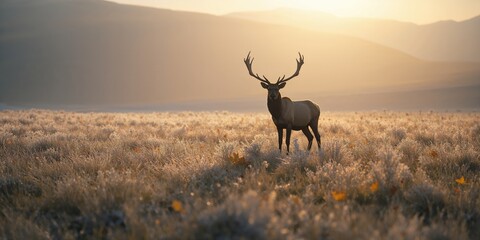 Winter scene with elk confined in a controlled habitat, focusing on conservation efforts