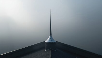 Lightning rod installed on a rooftop for electrical grounding, focusing on safety procedures