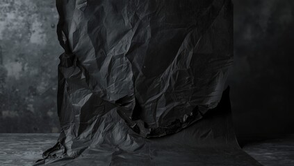 Grain texture background on torn paper with aged black surface, suitable for vintage or distressed visual themes