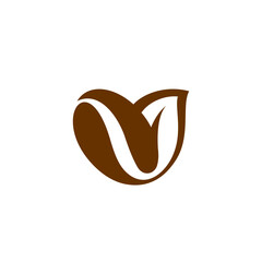 coffee bean and leaf rustic design logo