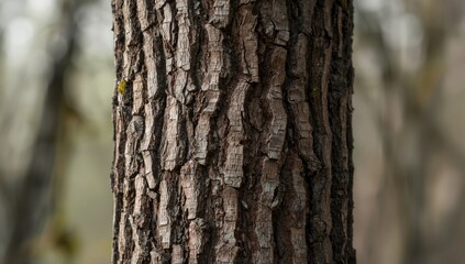 Fototapeta premium Detailed tree bark surface highlighting fissures suitable for natural texture backgrounds