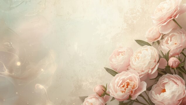 Abstract peony flower pattern with textured surface, ideal for wedding decor or Easter spring layouts