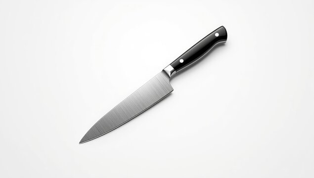 Stainless steel paring knife with plastic handle, designed for detailed food preparation