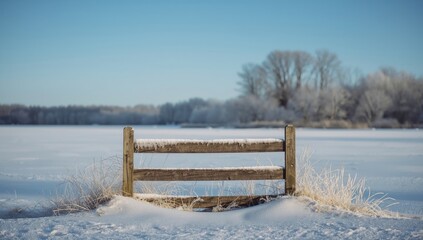 Frozen wooden fence in snowy setting, illustrating winter landscape preservation challenges