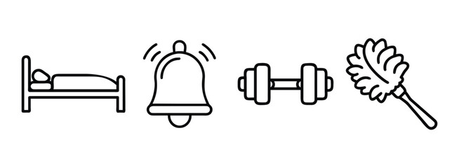 Set of simple line icons for health and wellness activities