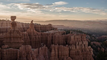 Sunrise Point at Bryce Canyon capturing early light on rock formations, landscape preservation