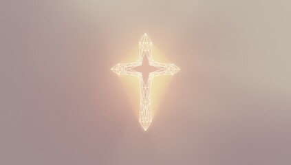 Low poly church emblem featuring Christian iconography, designed for use as a religious logo and sign