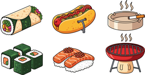 Delicious Japanese Cuisine Vector Illustrations © Ovi