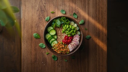 Colorful vegan Buddha bowl, nutrient-rich dish on World Vegetarian Day