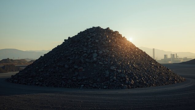 Accumulation of coking coal slag at a mining site, illustrating industrial byproduct disposal
