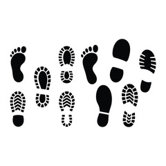 Vector Silhouette of Single Footstep Print Icon set.