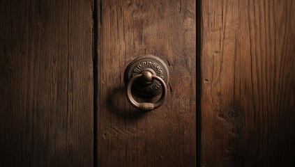 Old metal latch attached to aged wooden door, emphasizing durability and wear