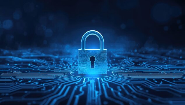 A security lock with a keyhole integrated into circuit lines illustrating data protection measures, Data Privacy Week