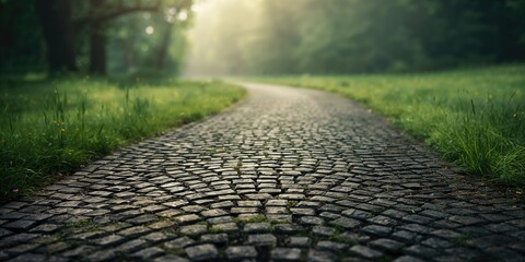 Close-up of a pebble stone pathway serving as a durable outdoor surface, highlighting construction techniques