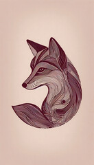 A stylized line art portrait of a fox, Ai generated image