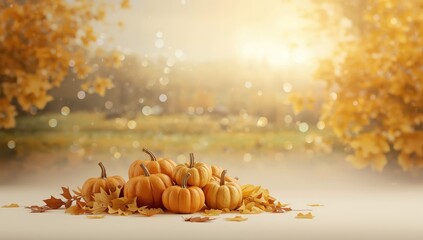 Pumpkins used as fall decor in a background setting for seasonal displays, seasonal change