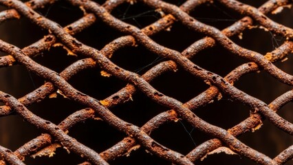 Close-up Macro Shot of Rusty Metal Grate Texture.