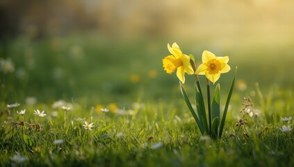 Bright yellow daffodils clustered in bloom, symbolizing seasonal growth for Earth Day