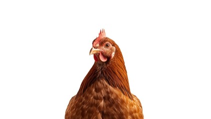 Fototapeta premium Raw brown chicken placed on white surface, relevant for meat processing safety procedures