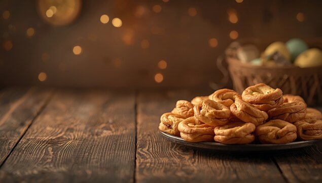 Assorted Qogal pastries with sweet filling, arranged for sale or presentation, food and drink