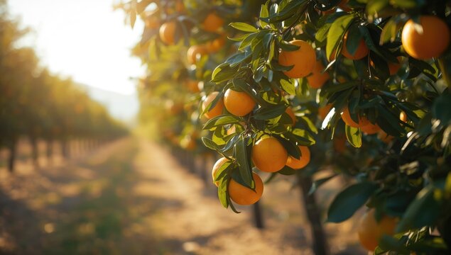 Orange tree with hanging fruit, agricultural activity, World Agriculture Day