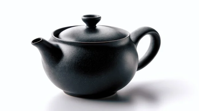 Modern Black Ceramic Teapot in Clean Isometric Angle