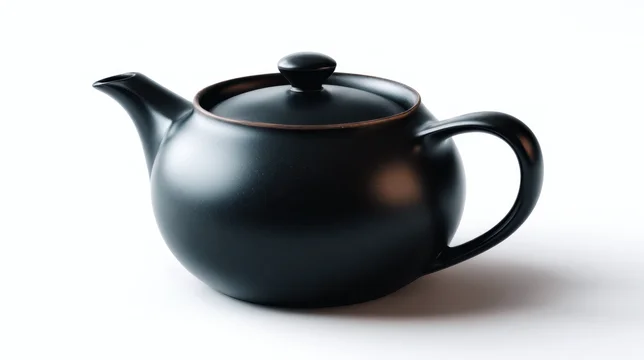 Black Japanese Style Teapot in Minimal Isometric View
