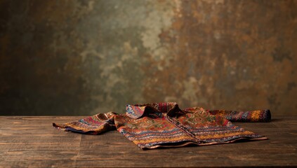 Textile material with intricate pattern serving as a fashion fabric display background