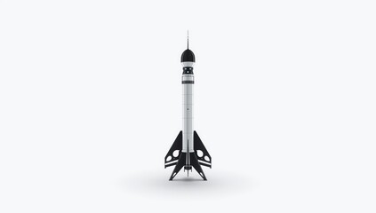 Black and white model of a multi-stage space rocket, suitable for technical diagrams and educational layouts
