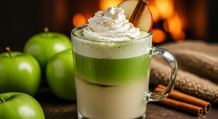 Apple Cinnamon Latte by the Fireplace