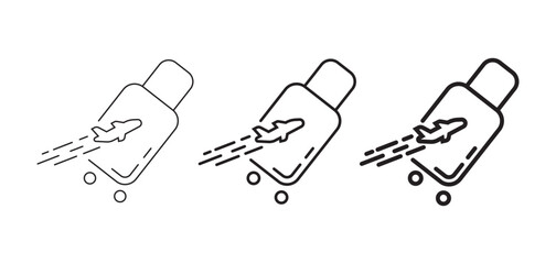 Fast Travel Luggage  Airplane Delivery Icon Set