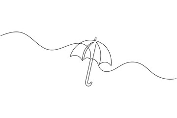 Minimalist one line drawing of an umbrella for weather and protection concept © SabidSorker