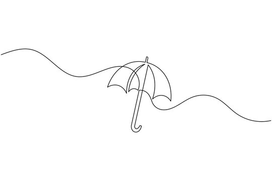 Minimalist one line drawing of an umbrella for weather and protection concept